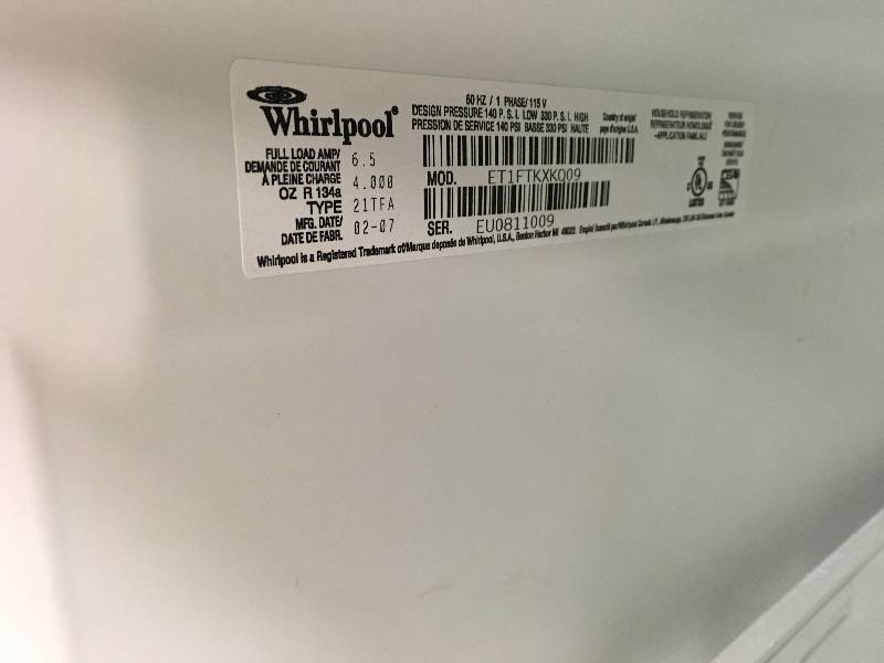 whirlpool refrigerator serial number